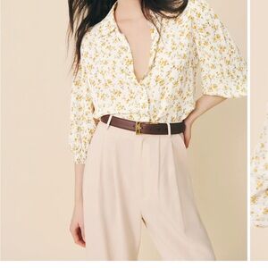 Reformation Yellow Floral Blouse